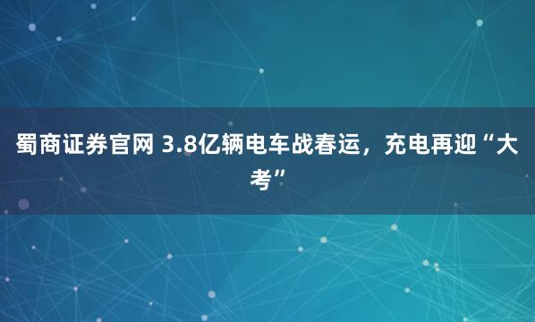 蜀商证券官网 3.8亿辆电车战春运，充电再迎“大考”