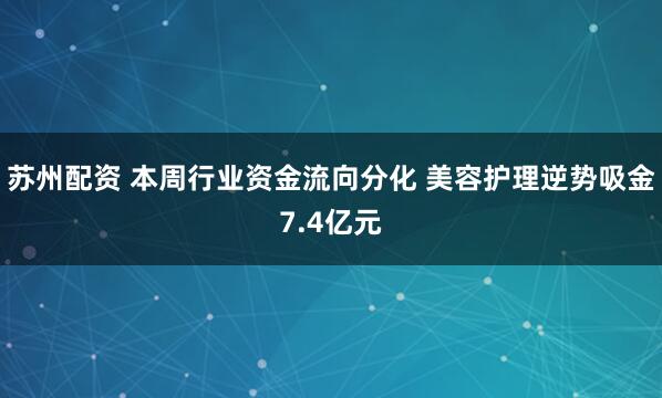 苏州配资 本周行业资金流向分化 美容护理逆势吸金7.4亿元